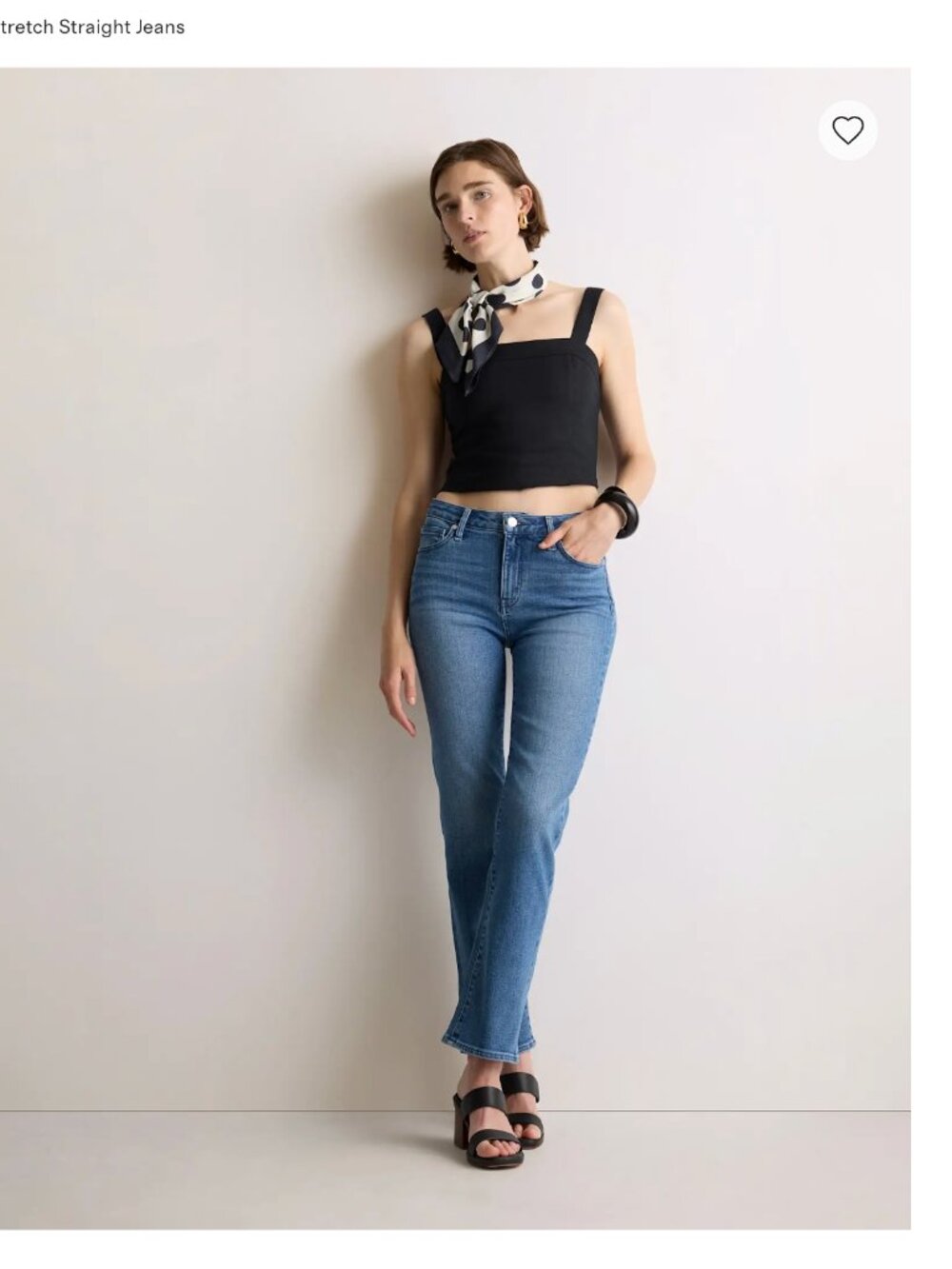 Quince Bella Stretch Relaxed Straight Jeans Blue Waist 26 Medium Wash